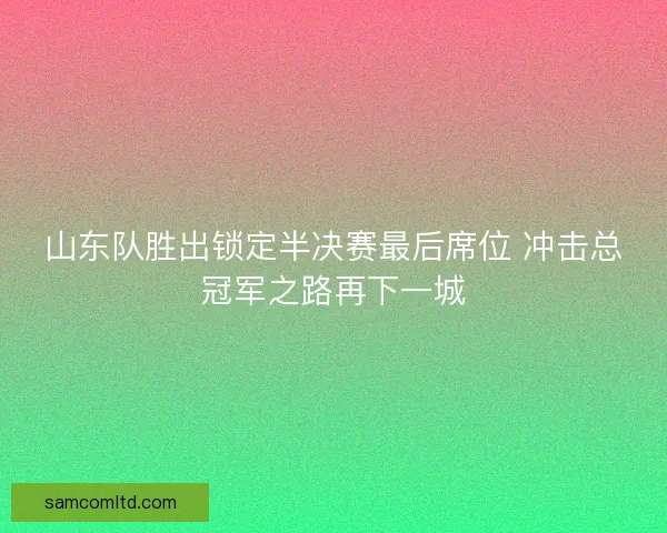 山东队胜出锁定半决赛最后席位 冲击总冠军之路再下一城